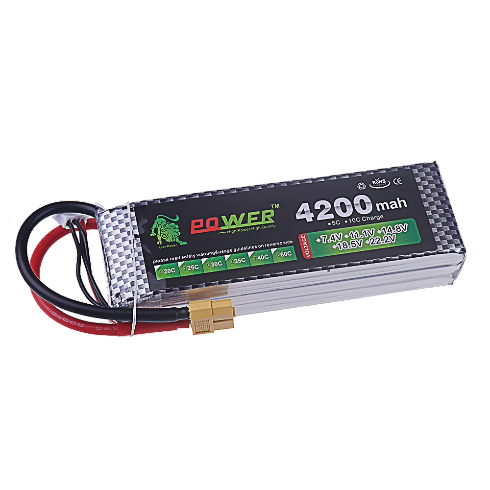 แบตเตอรี่ลิเธียมโพลิเมอร์ 4200 - 4S Lipo Battery 14.8V 6000Mah บทวิจารณ์และราคา